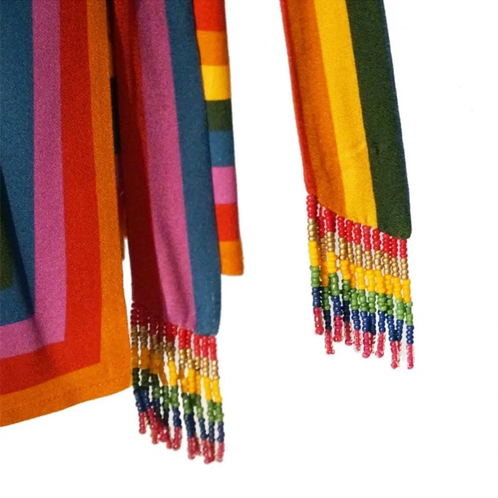 Anthro x Farm Rio Rainbow Toucan Wrap Dress - Picture 11 of 15